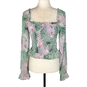 Revamped floral smocked blouse